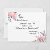 Wasserfarbenfrohe Blume wird meine Brautjungfrau Einladung (Rückseite)