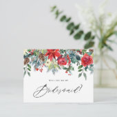 Wasserfarbenfrohe Blumengarten meine Brautjungfrau Ankündigungspostkarte (Stehend Vorderseite)