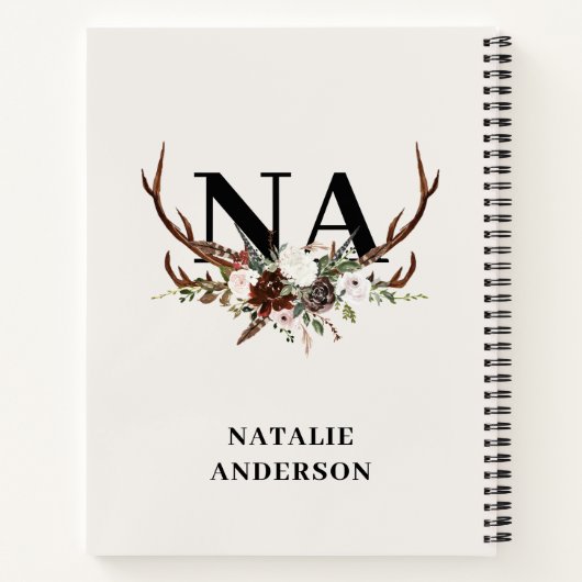 Wasserfarbenfrohe Blumengestüte fallen rustikal Notizblock (Rückseite)