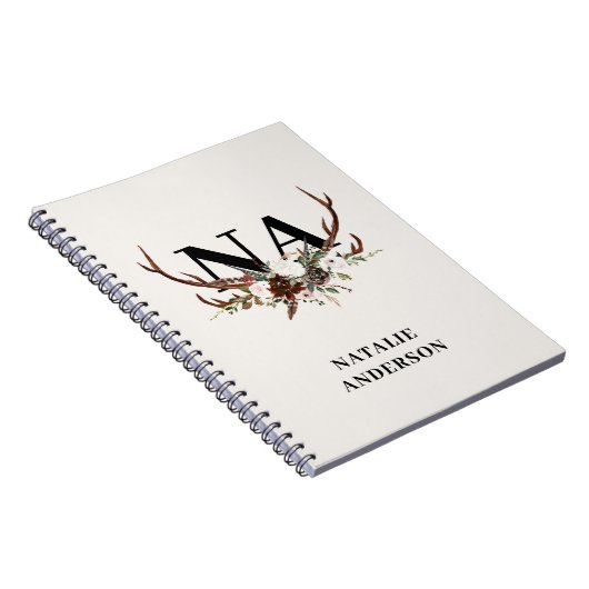 Wasserfarbenfrohe Blumengestüte fallen rustikales Notizblock (Rechte Seite)