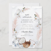 Wasserfarbenfrohe Blumenstrände duster Blaue Hochz Einladung (Vorderseite)