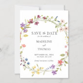 Wasserfarbenfrohe Blumenzehen speichern das Datum Magneteinladung (Vorderseite)