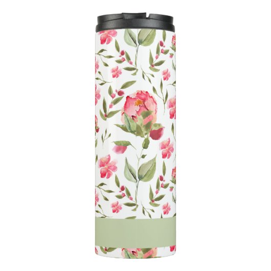 Wasserfarbenfrohe Blütentherme - Elegant Thermosbecher (Rückseite)