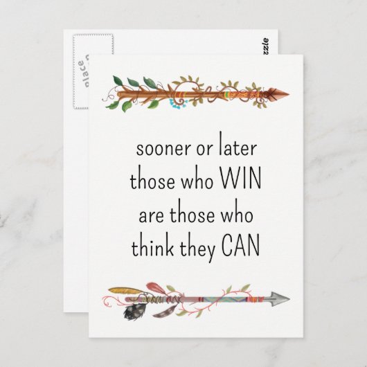 Wasserfarbenfrohe Boho Pfeil und Federn Postkarte (Vorne/Hinten)