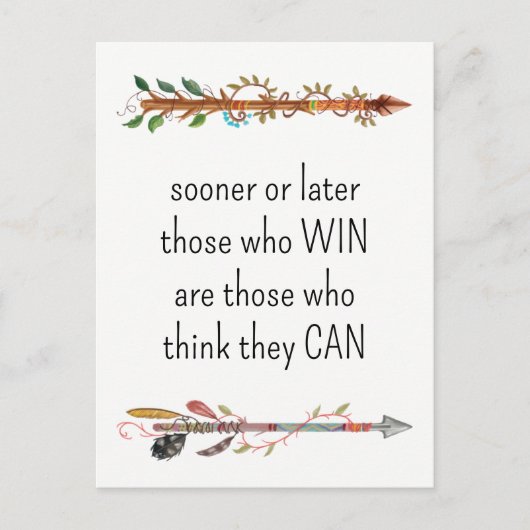 Wasserfarbenfrohe Boho Pfeil und Federn Postkarte (Vorderseite)