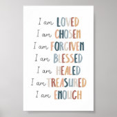 Wasserfarbenfrohe Christliche Kinder Affirmation P Poster (Vorne)