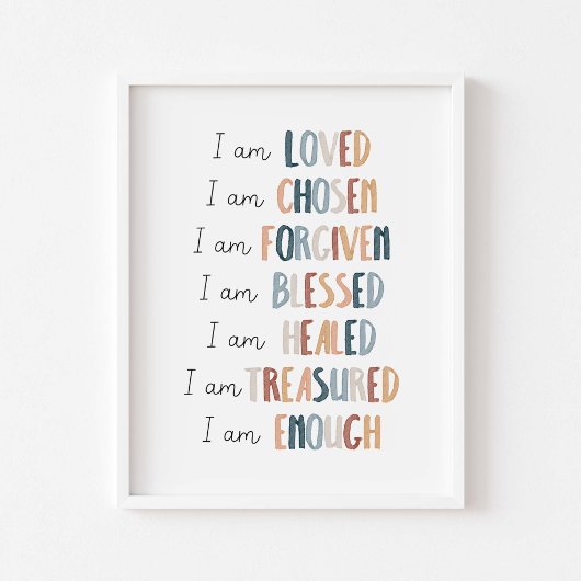 Wasserfarbenfrohe Christliche Kinder Affirmation P Poster