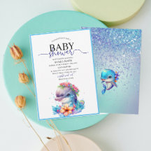 Wasserfarbenfrohe Delphin-Babydusche