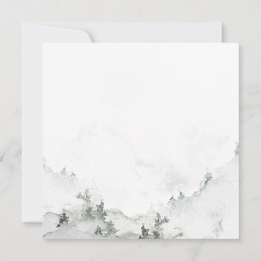 Wasserfarbenfrohe, einfache Waldhochzeit Einladung (Rückseite)