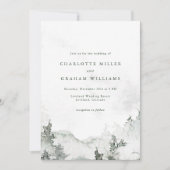 Wasserfarbenfrohe, einfache Waldhochzeit Einladung (Vorderseite)