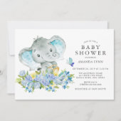 Wasserfarbenfrohe Elephant Baby Boy Dusche Einladung (Vorderseite)