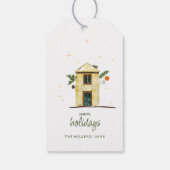 Wasserfarbenfrohe Ferienhaus Geschenkanhänger (Rückseite)