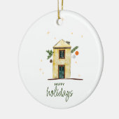 Wasserfarbenfrohe Ferienhaus Keramik Ornament (Links)