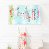 Wasserfarbenfrohe Girl Goat Baby Duschfarm Banner (Insitu)