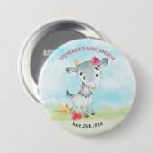 Wasserfarbenfrohe Girl Goat Baby Duschfarm Button (Vorne & Hinten)