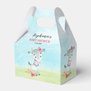 Wasserfarbenfrohe Girl Goat Baby Duschfarm Geschenkschachtel