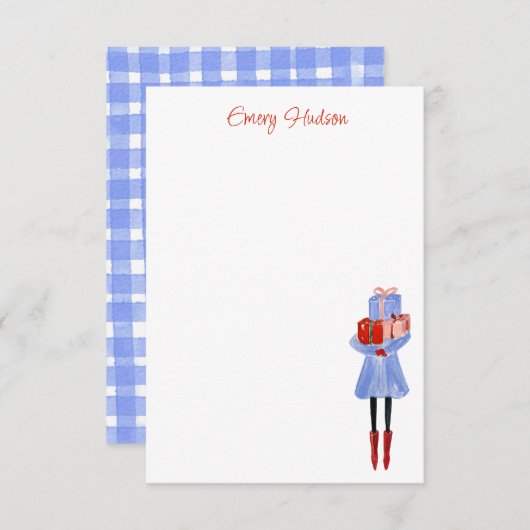 Wasserfarbenfrohe Girl Personalisiert Dankeskarte (Vorne/Hinten)