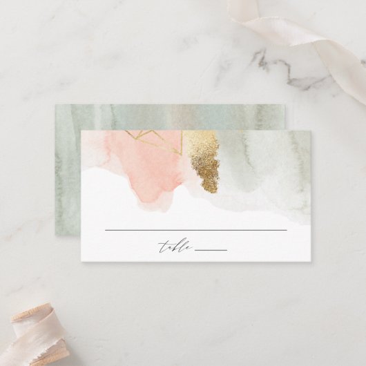 Wasserfarbenfrohe goldene Hochzeit Platzkarte (Vorderseite/Rückseite Beispiel)