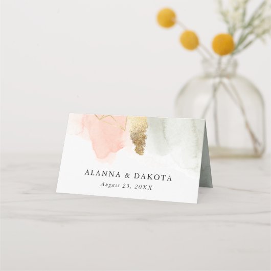 Wasserfarbenfrohe goldene Hochzeit Platzkarte (Rückseite)