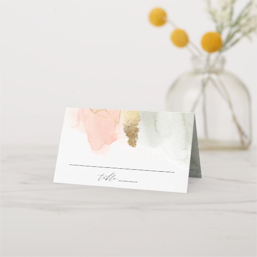Wasserfarbenfrohe goldene Hochzeit Platzkarte (Vorderseite)