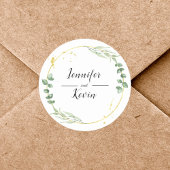 Wasserfarbenfrohe Greenary Leaf Gold Wedding Runder Aufkleber