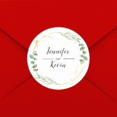 Wasserfarbenfrohe Greenary Leaf Gold Wedding Runder Aufkleber