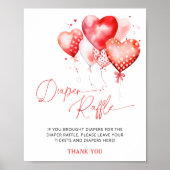 Wasserfarbenfrohe Herzchen Valentine-Windeln Poster (Vorne)