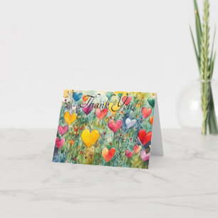 Wasserfarbenfrohe Herzen Vielen Dank Grußkarte Dankeskarte