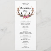 Wasserfarbenfrohe Hirsche Bohemische Landhochzeit Programm (Vorderseite)