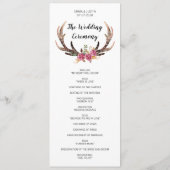 Wasserfarbenfrohe Hirsche Bohemische Landhochzeit Programm (Rückseite)