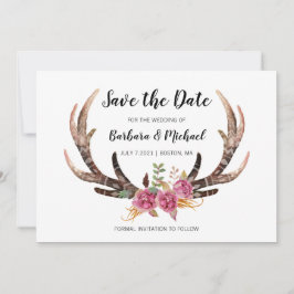Wasserfarbenfrohe Hirsche Bohemische Landhochzeit Save The Date
