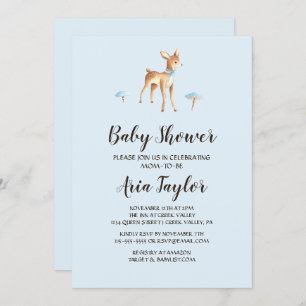 Wasserfarbenfrohe Hirsche mit Mushrooms Babydusche Einladung