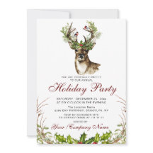 Wasserfarbenfrohe Hirsche, Vögel Holly Berry Holid