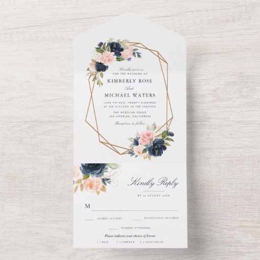 Wasserfarbenfrohe Hochzeit All In One Einladung (Innen Boden)