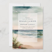 Wasserfarbenfrohe Hochzeit am Ocean Beach Einladung (Vorderseite)