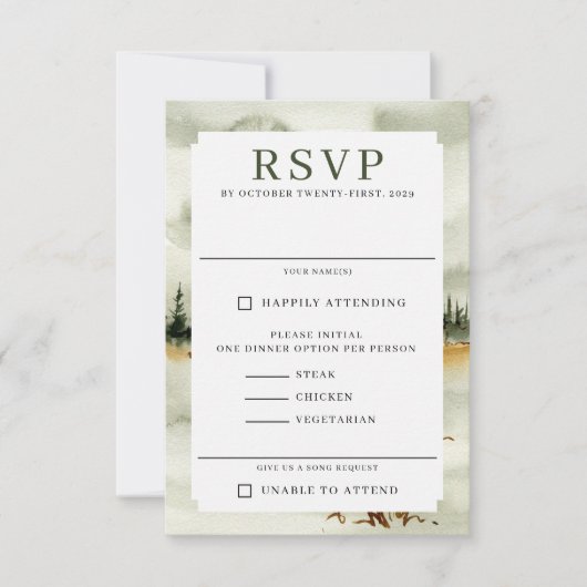 Wasserfarbenfrohe Hochzeit RSVP Karte (Vorderseite)