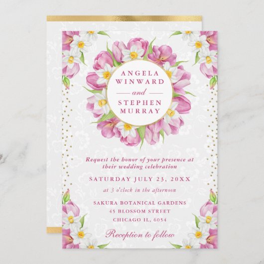 Wasserfarbenfrohe Hochzeiten Einladung (Vorne/Hinten)