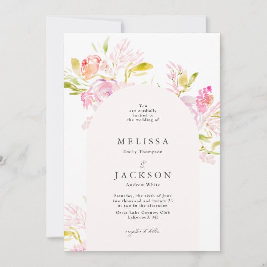 Wasserfarbenfrohe Hochzeitsfeier  Einladung (Vorderseite)