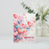 Wasserfarbenfrohe Hörballons mit elegantem Skript Postkarte (Stehend Vorderseite)