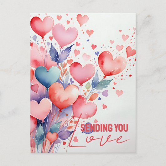 Wasserfarbenfrohe Hörballons mit elegantem Skript Postkarte (Vorderseite)