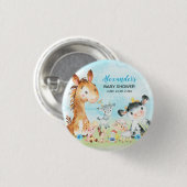 Wasserfarbenfrohe Landtiere Boy Baby Dusche Button (Vorne & Hinten)