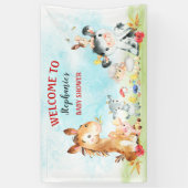 Wasserfarbenfrohe Landtiere Kinderdusche Banner (Vertikal)