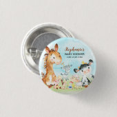 Wasserfarbenfrohe Landtiere Kinderdusche Button (Vorne & Hinten)
