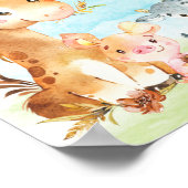 Wasserfarbenfrohe Landtiere Kinderdusche Poster (Ecke)