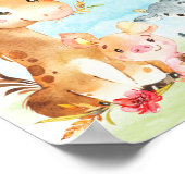 Wasserfarbenfrohe Landtiere Kinderdusche Poster (Ecke)