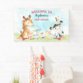 Wasserfarbenfrohe Landtiere Mädchen Kinderdusche Banner (Insitu)