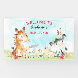Wasserfarbenfrohe Landtiere Mädchen Kinderdusche Banner