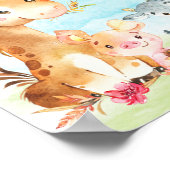 Wasserfarbenfrohe Landtiere Mädchen Kinderdusche Poster (Ecke)