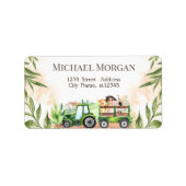 Wasserfarbenfrohe Landtiere Traktor Babydusche Adressaufkleber (Vorne)