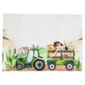 Wasserfarbenfrohe Landtiere Traktor Babydusche Große Geschenktüte (Rückseite)